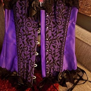 Purple and Black Corset with Lace Details